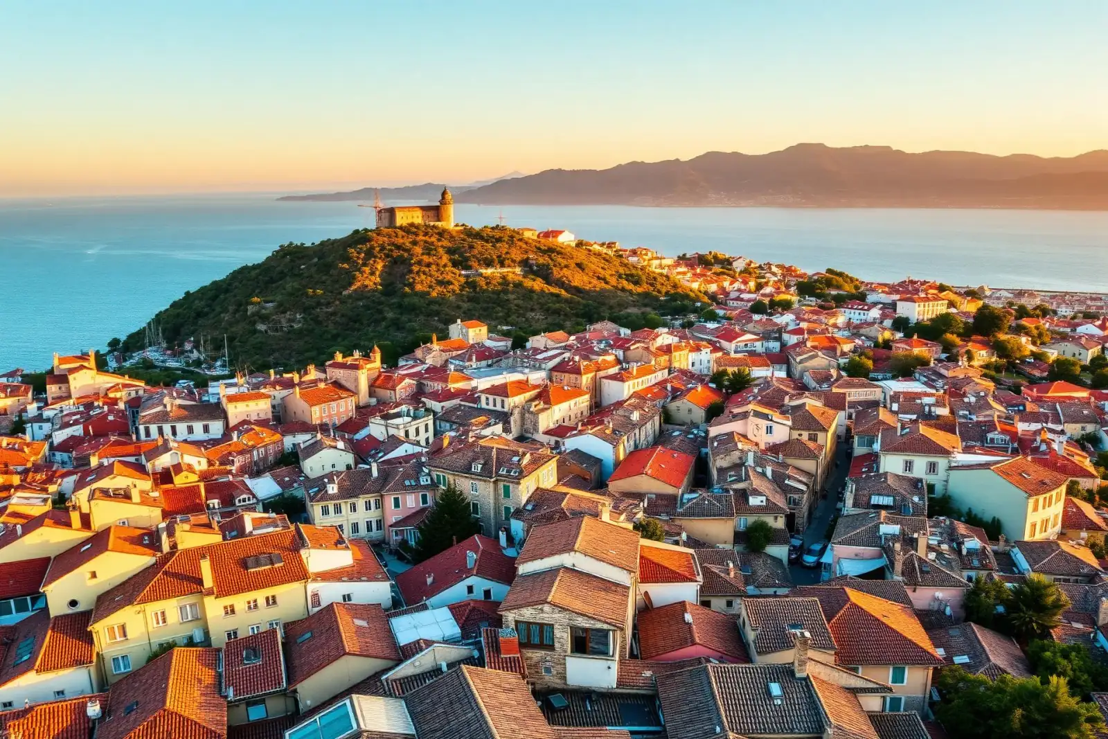 Sun-soaked rooftops of a coastal stopover city