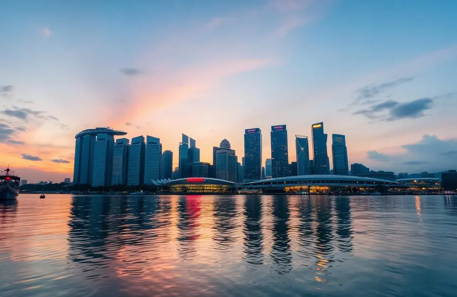 Singapore Marina Bay skyline at dusk